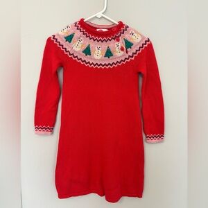 Mini Boden Fair Isle Red Knit Holiday Dress, girls size 9-10